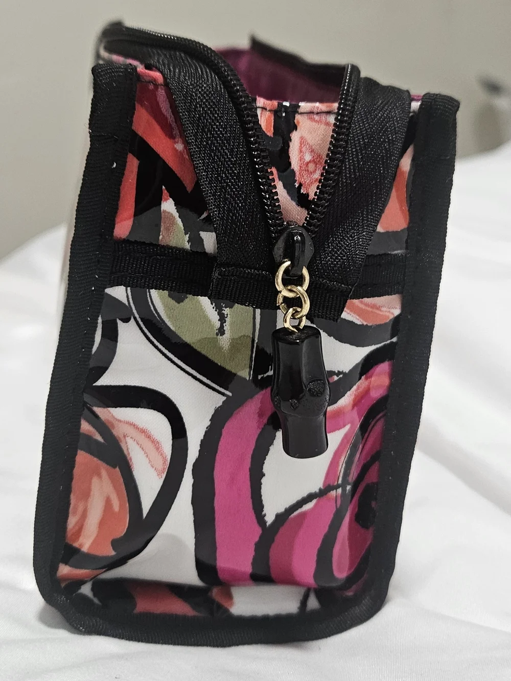 Stephanie Johnson Floral Cosmetic‎ Pouch in Pink, Black and Green